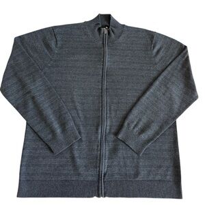Ted Baker Men's Full Zip Knit Sweater Gray Striped Size L